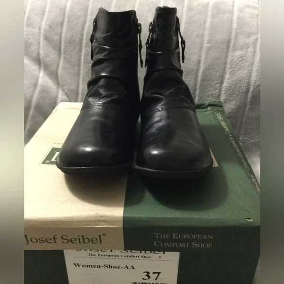 Josef Seibel Faye 5 Black Leather Ankle Boot EU 37 US 6 to 6.5 - Picture 3 of 11